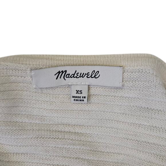 Madewell Womens Cardigan Sweater XS Summer Ryder in Stripe Pearl Ivory Pockets - Picture 9 of 9